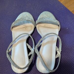 David's Bridal Glittering Silver Heels